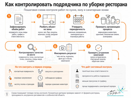 Инфографика: Как контролировать подрядчика по уборке ресторана